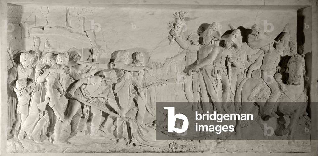 Vendee War: pacification of the Vendee, in 1796. Low relief in marble carved, 1800, 1796 (marble)