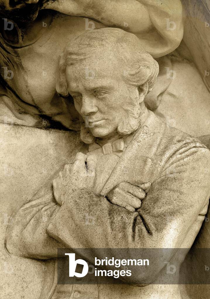 Detail of a sculpture depicting the composer Cesar Franck (1822-1890), Square S. Rousseau, Paris (stone)
