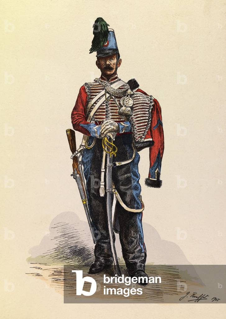 Portrait of a Brigadier Hussard, c.1845 (lithograph)