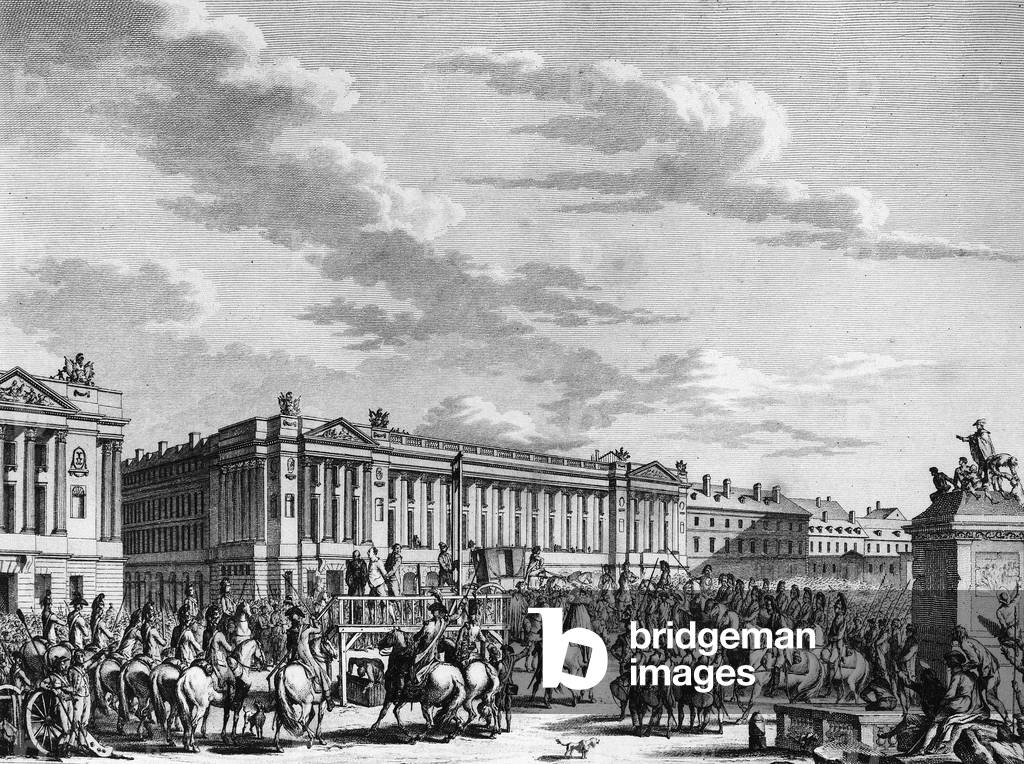 Execution of King Louis XVI on 21 January 1793 on Place de la Revolution in Paris, 1793 (engraving)