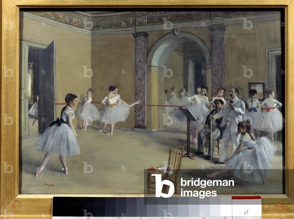 Image de Peinture représentant Le foyer de danse de l'Opéra rue Le Peletier par Edgar Degas