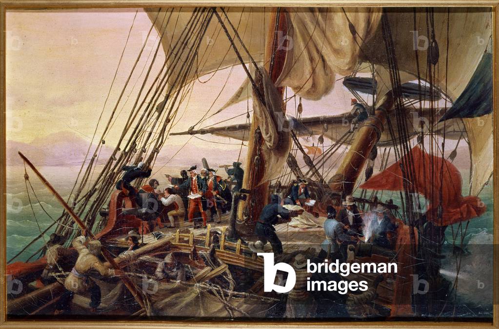 Discovered Louisiana by Louis Antoine, Count of Bougainville (1729-1811), 19th century (oil on canvas)