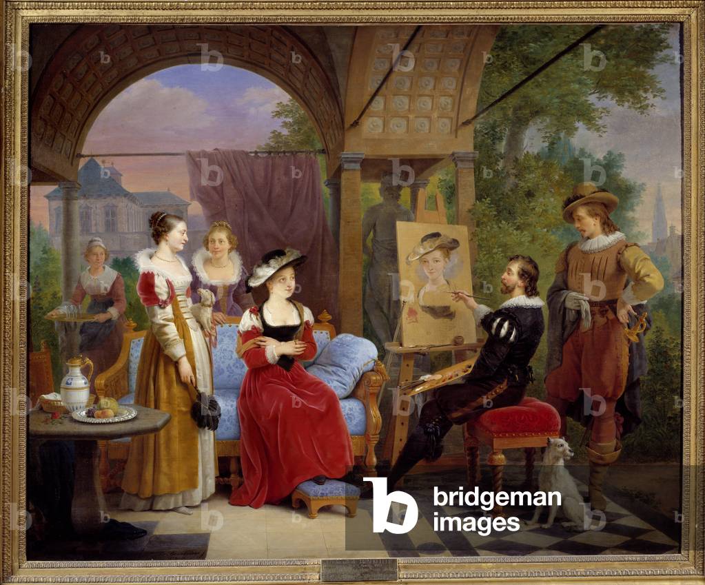 Pierre Paul Rubens (1577-1640) nel suo laboratorio dipinto «il cappello di paglia», 1826 (olio su tela)