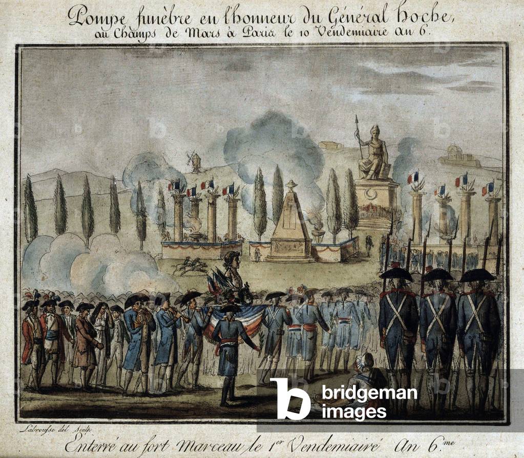 Funeral procession for General Hoche in Paris on 10th Friday of Year 6 (1797), 1797 (Engraving)