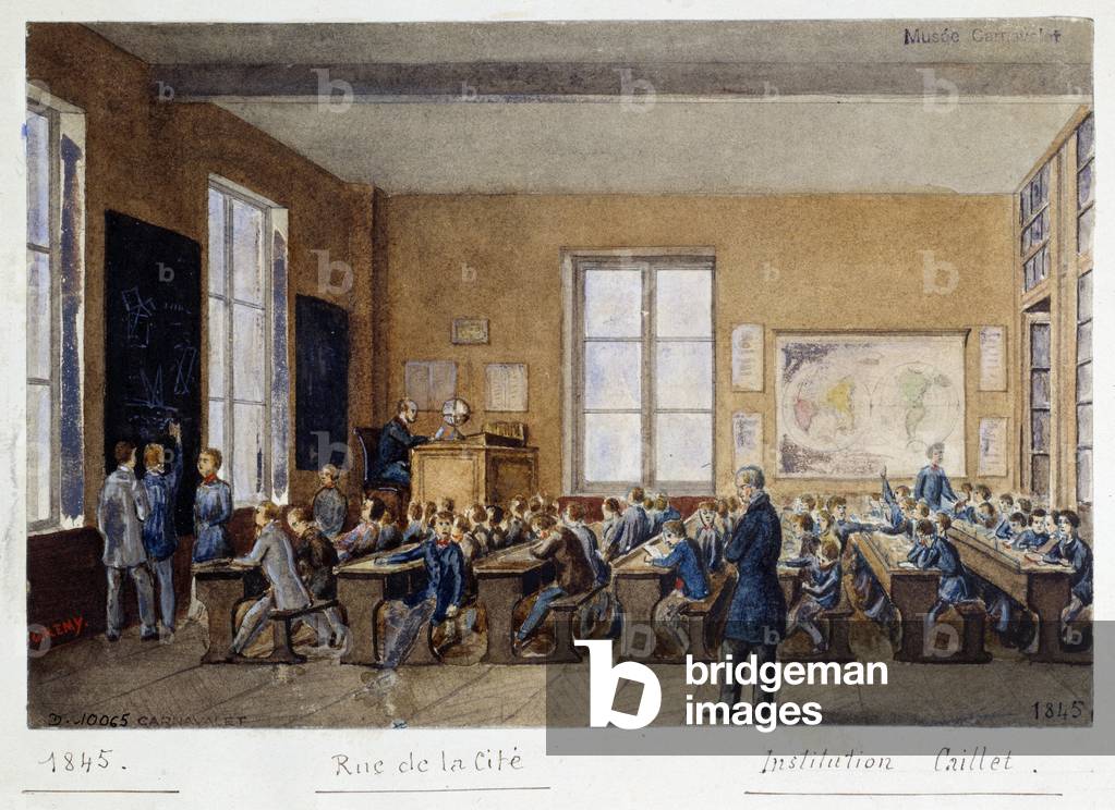 A classroom of the Institution Caillet, rue de la Cite, Paris, 1845 (engraving)
