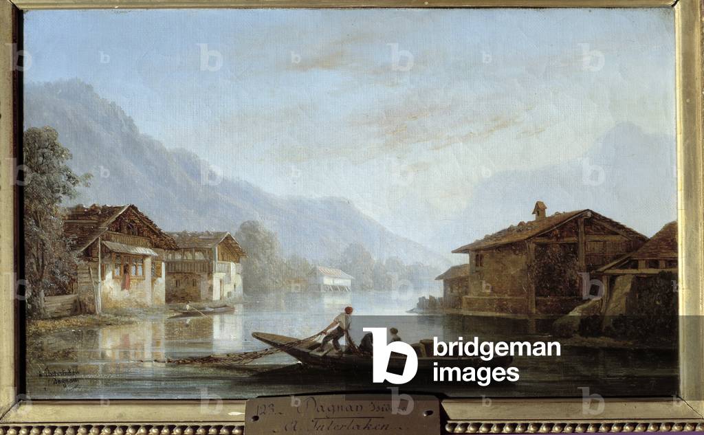 Swiss fishermen in Interlaken., 19th century (oil on canvas)