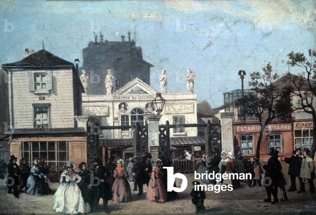 View of the Luxembourg theatre called bobino, rue de Fleurus in Paris, 1845 (oil on canvas)