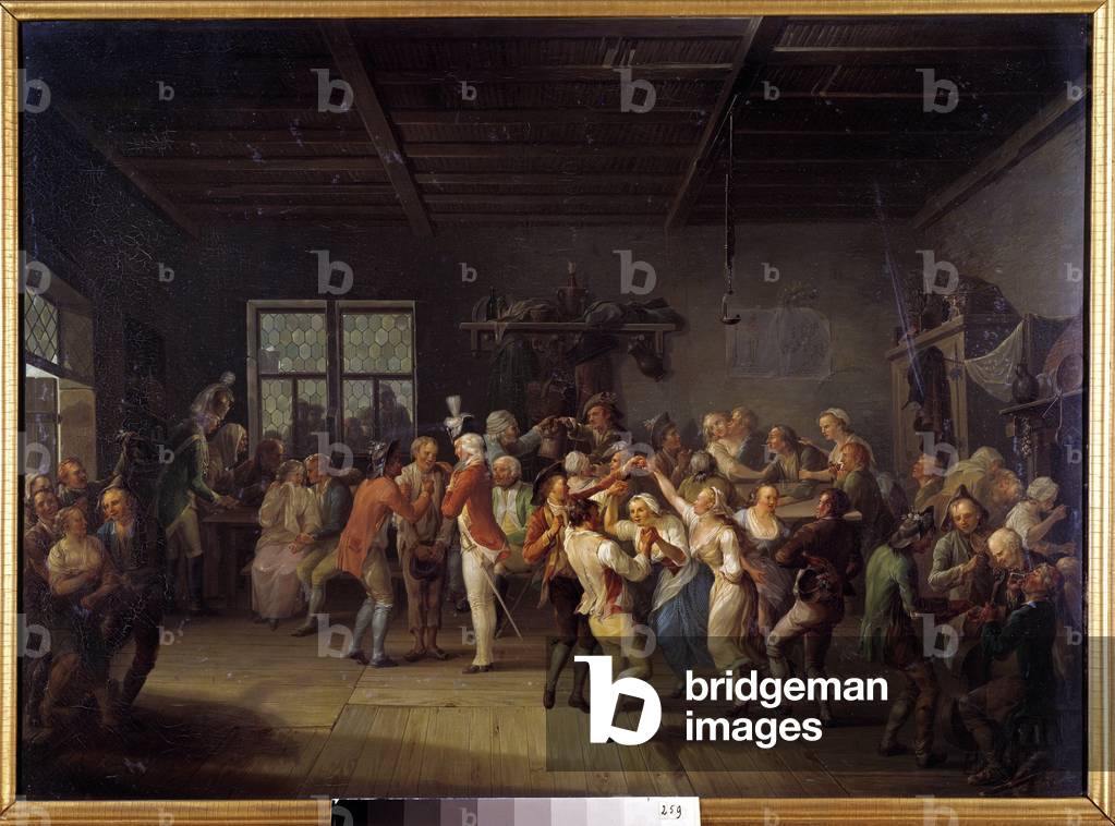Recruitment in an 18th century Inn Officers coat dancers, 18th century (oil on canvas)