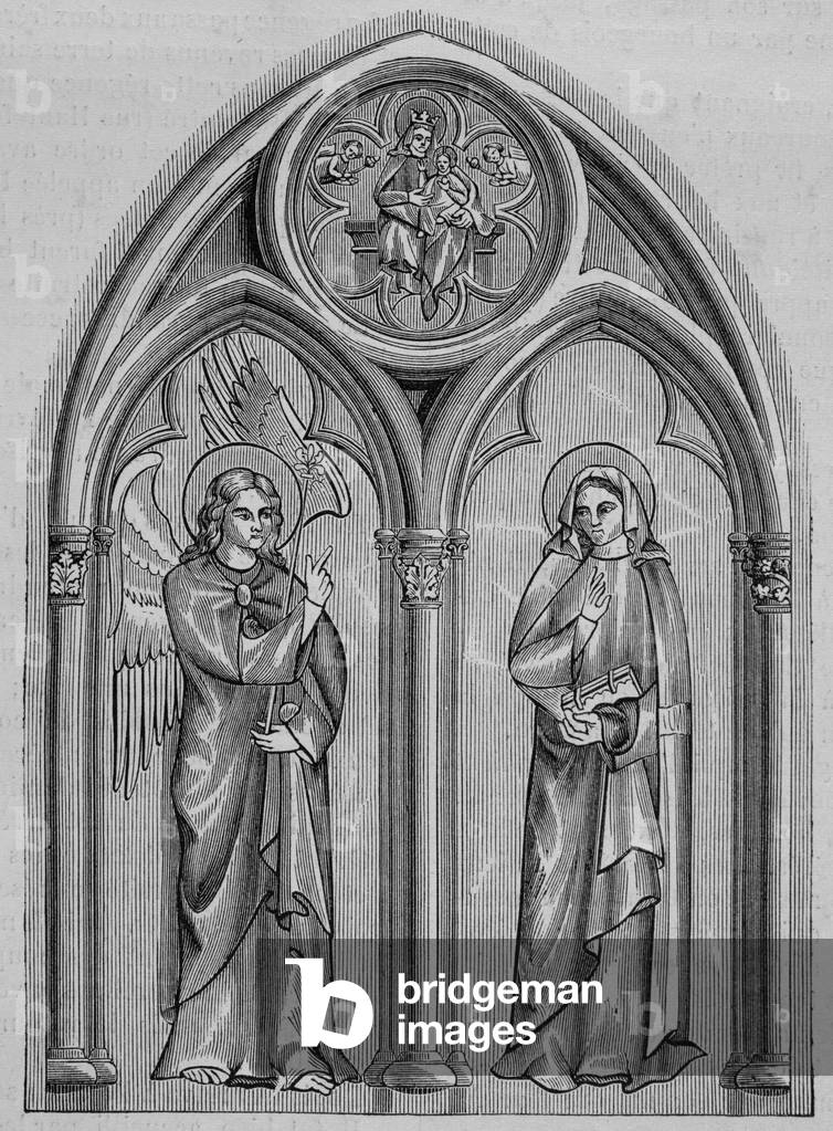 Thirteenth century painting found the Holy Chapel in 1844, 13th century (engraving)