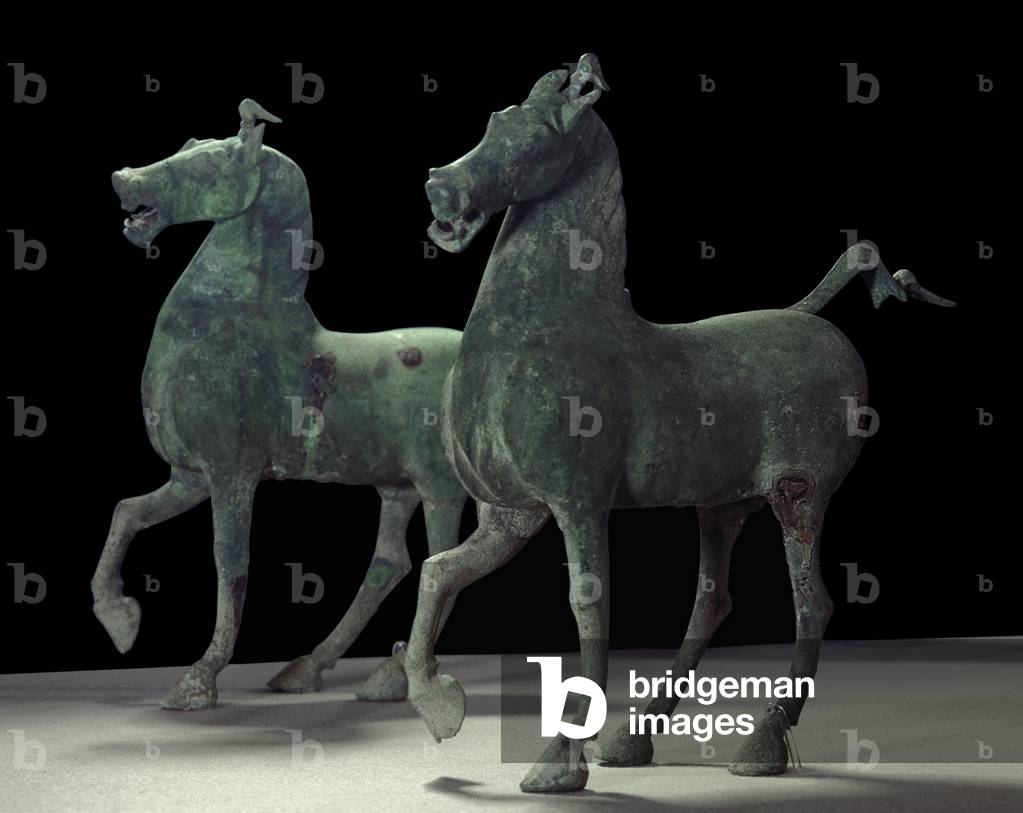 Chinese art: horses, Epoqua Han posterieur, 24-220 AD (bronze)