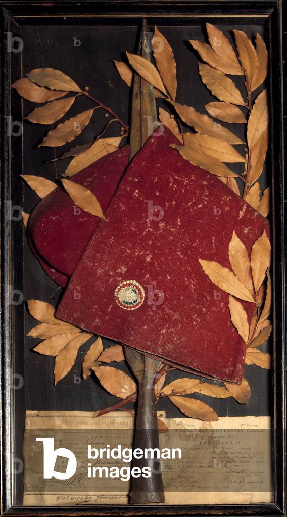 French Revolution, 1789: Phrygian hat, dagger, dead leaves and convocation of 2 members of the National Guard of Paris, 1789 (object)