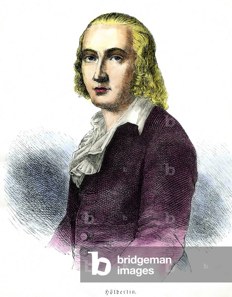 Portrait of Friedrich Holderlin, German poet 19th century (engraving)