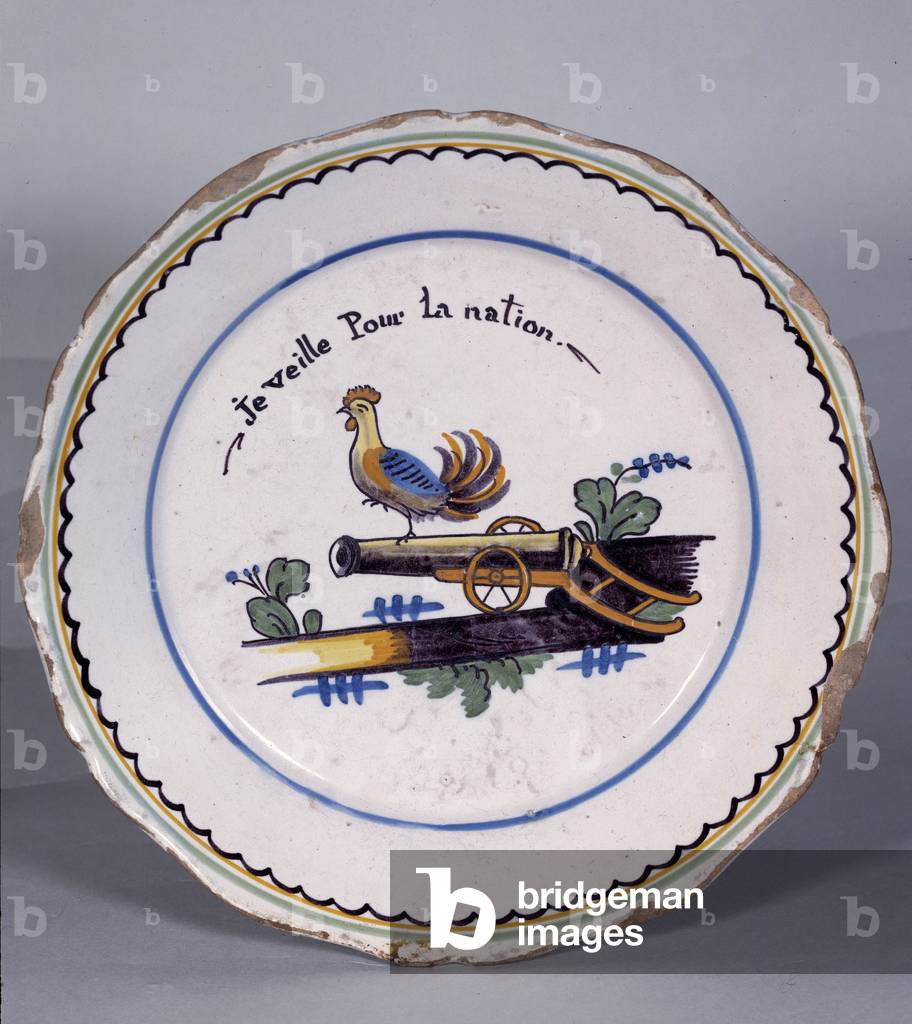 French revolution: plate on which is drawn a rooster 
