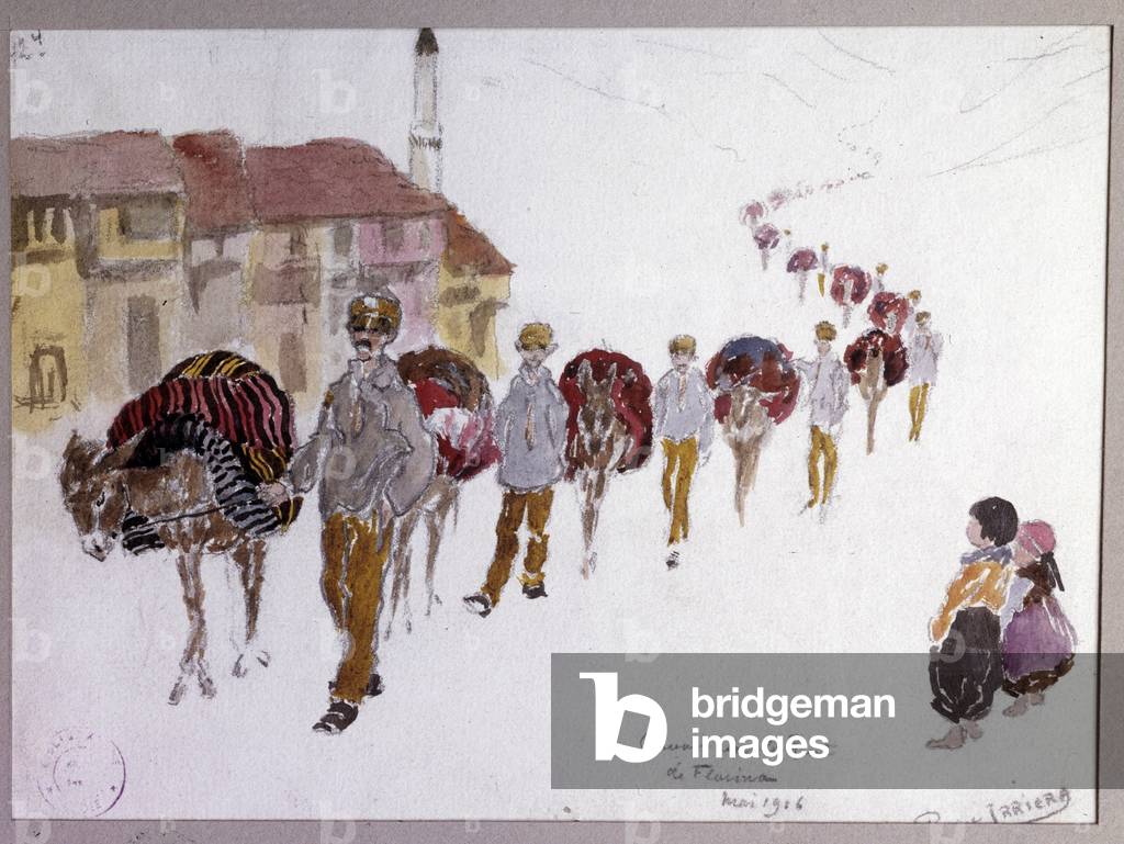 Balkan War (1915-1918): convoy on the road to Florina (Greece) May 1916 (w/c)