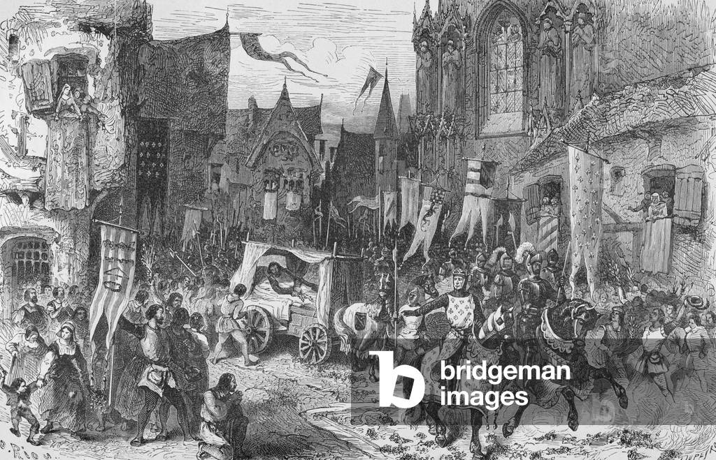King Philippe Auguste wanted to offer Parisians the spectacle of a triumphant entrance after the Battle of Bouvines in 1214 (engraving)