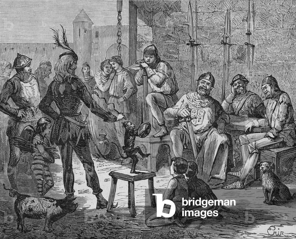 In the Middle Ages, at the passage of the small chatelet where the entry fees in Paris were percured (engraving)