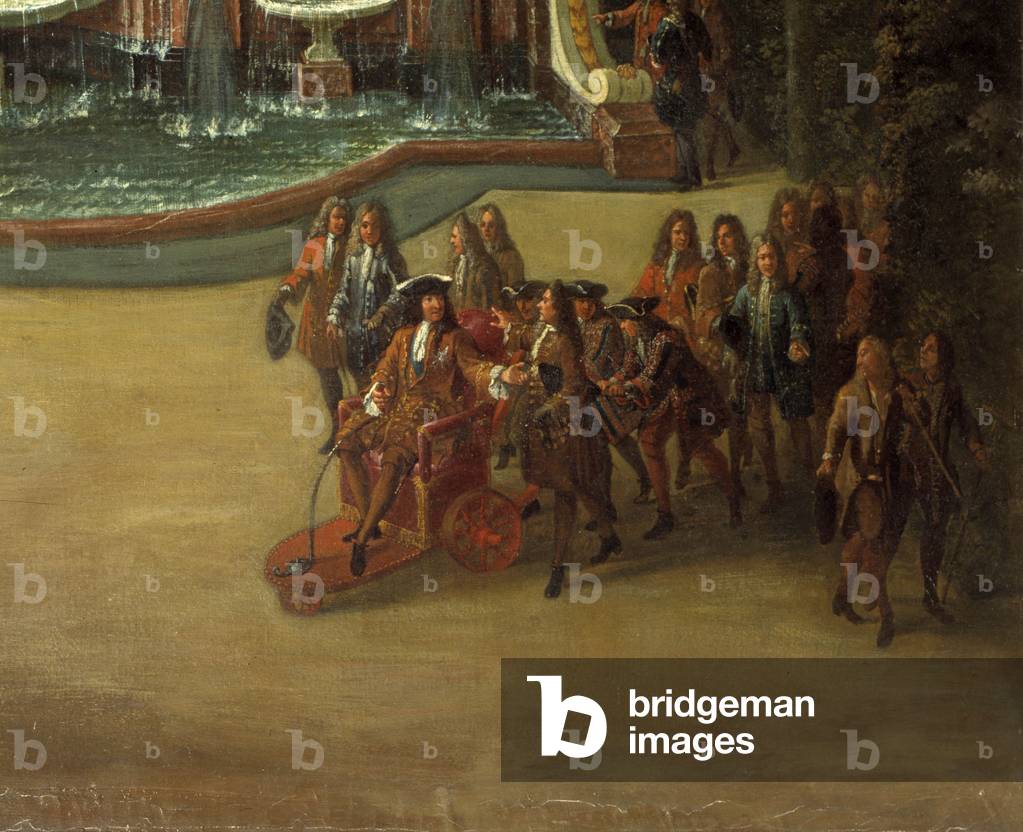 View of the fountain of the Water Buffet in the gardens of the Grand Trianon in 1713 (oil on canvas)