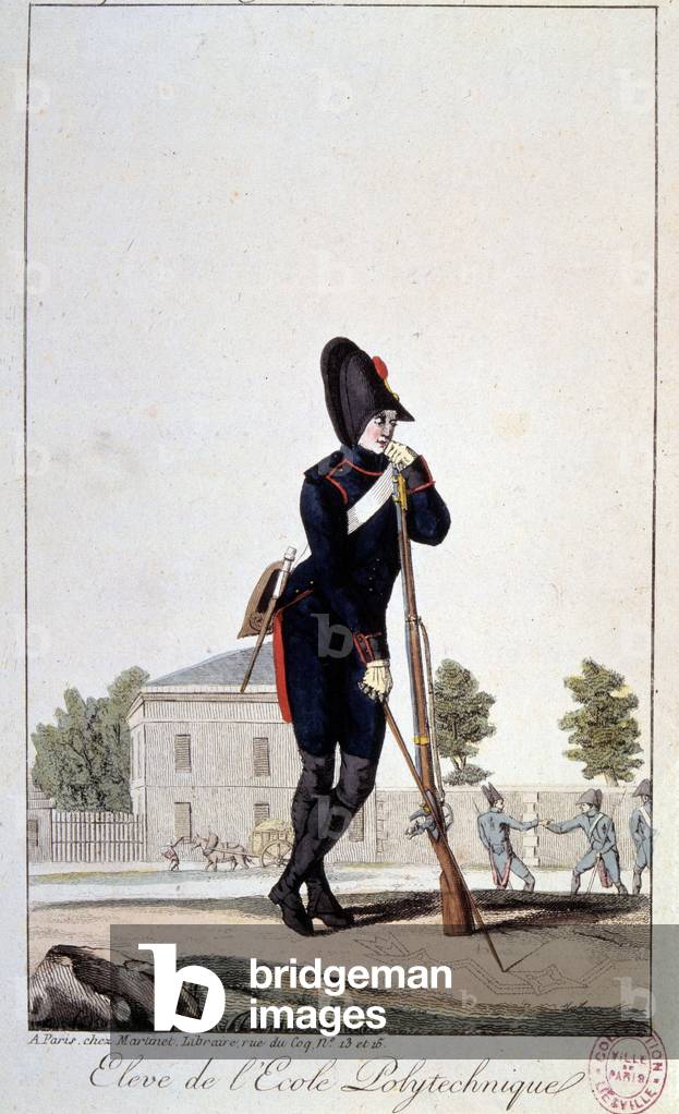 Uniform: a student of the Polytechnic School in the 19th century Prints of the 19th century (engraving)