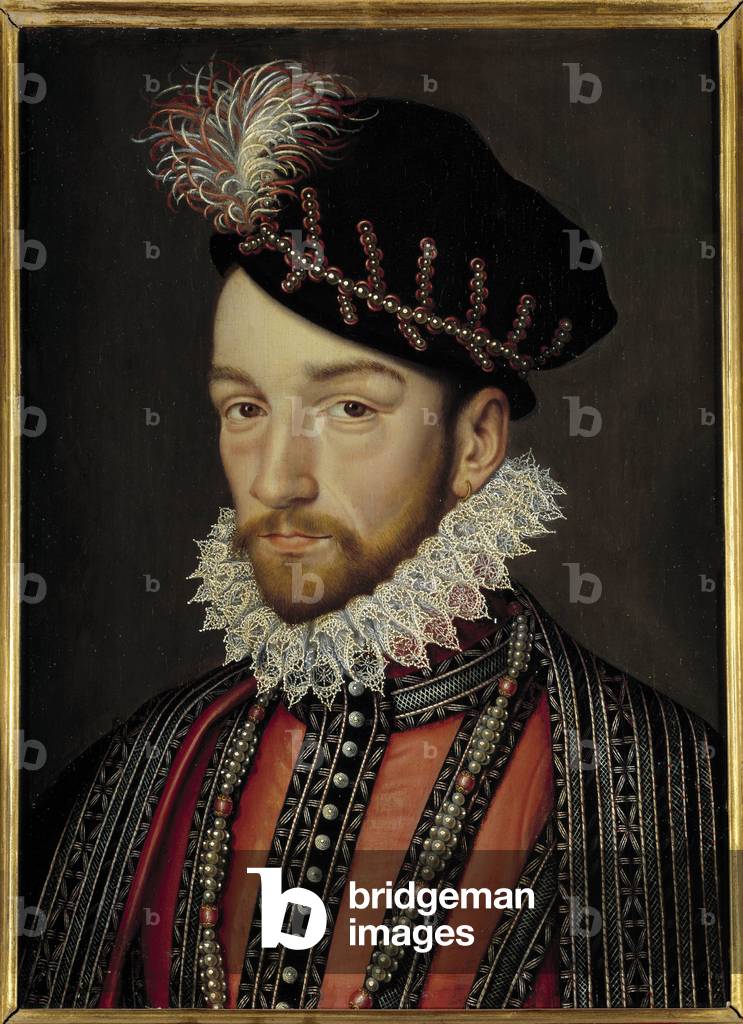 Portrait of Charles IX (1550 - 1574), 16th century (oil on wood)
