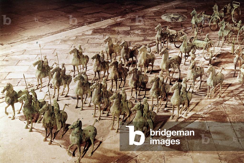 A bronze cavalry squadron, From the tomb of Leitai, Wuwei, Gansu, Eastern Han period, China, 25-220 (bronze)