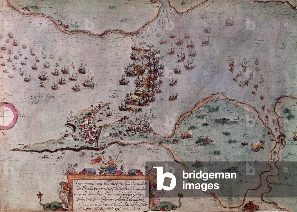 The siege of Maestricht by the Spanish in July 1596, 16th century (miniature)