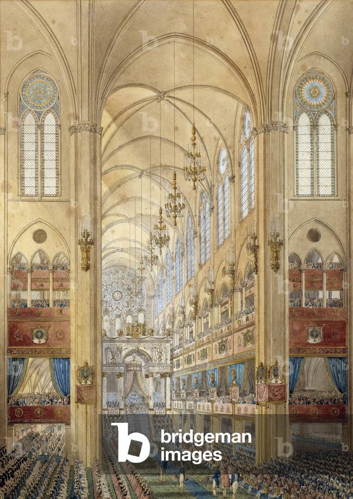 Interior of the cathedrale Notre Dame de Paris during the sacre of Napoleon I (1769-1821), 1804 (watercolour)