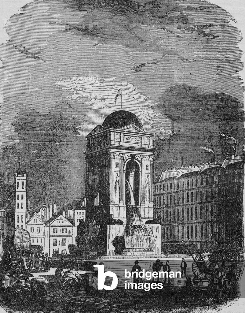 The fountain of the Innocents in Paris (engraving)