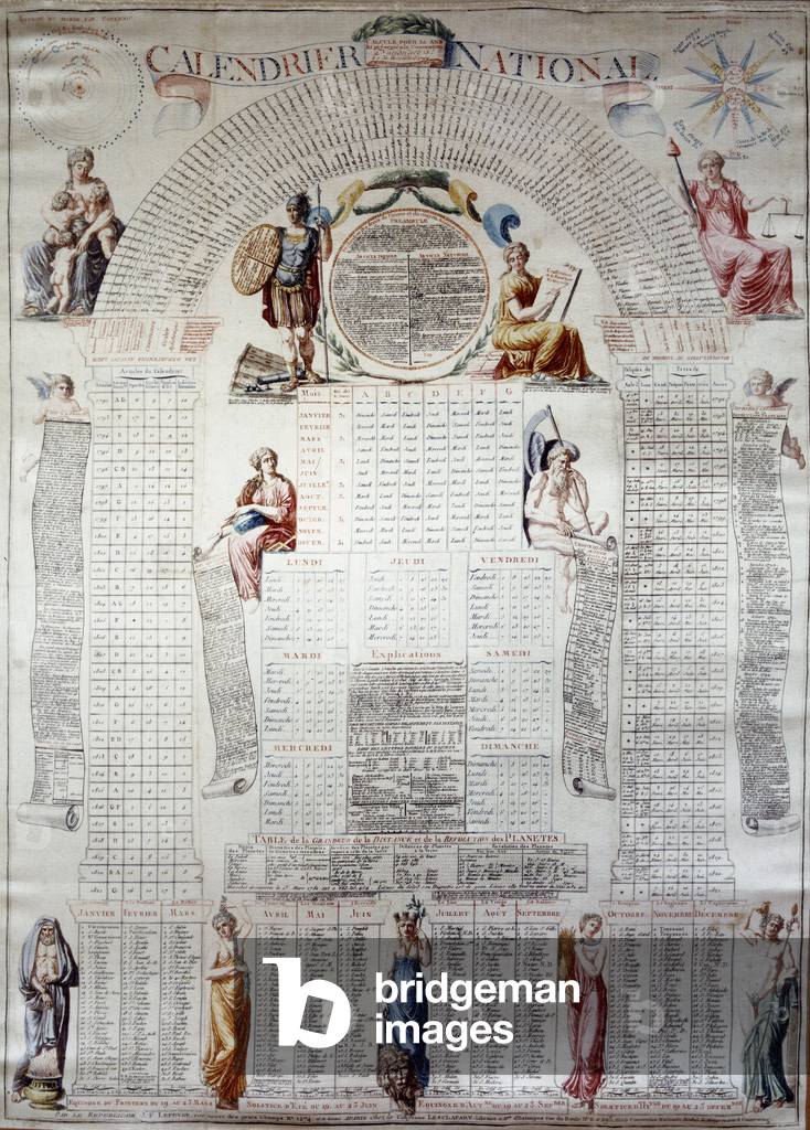 Französische Revolution: Nationaler Kalender, berechnet für dreißig Jahre ab dem 31.12.1792 (Druck)