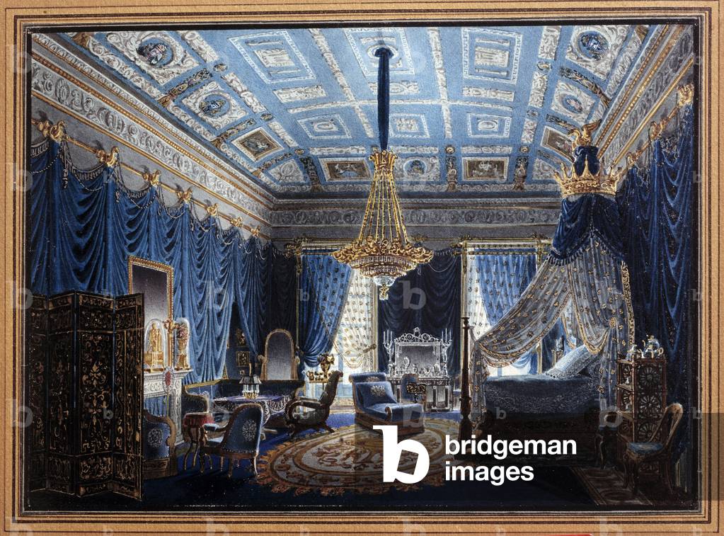 Neo-classic bedroom Anonymous print, 1835 (print)