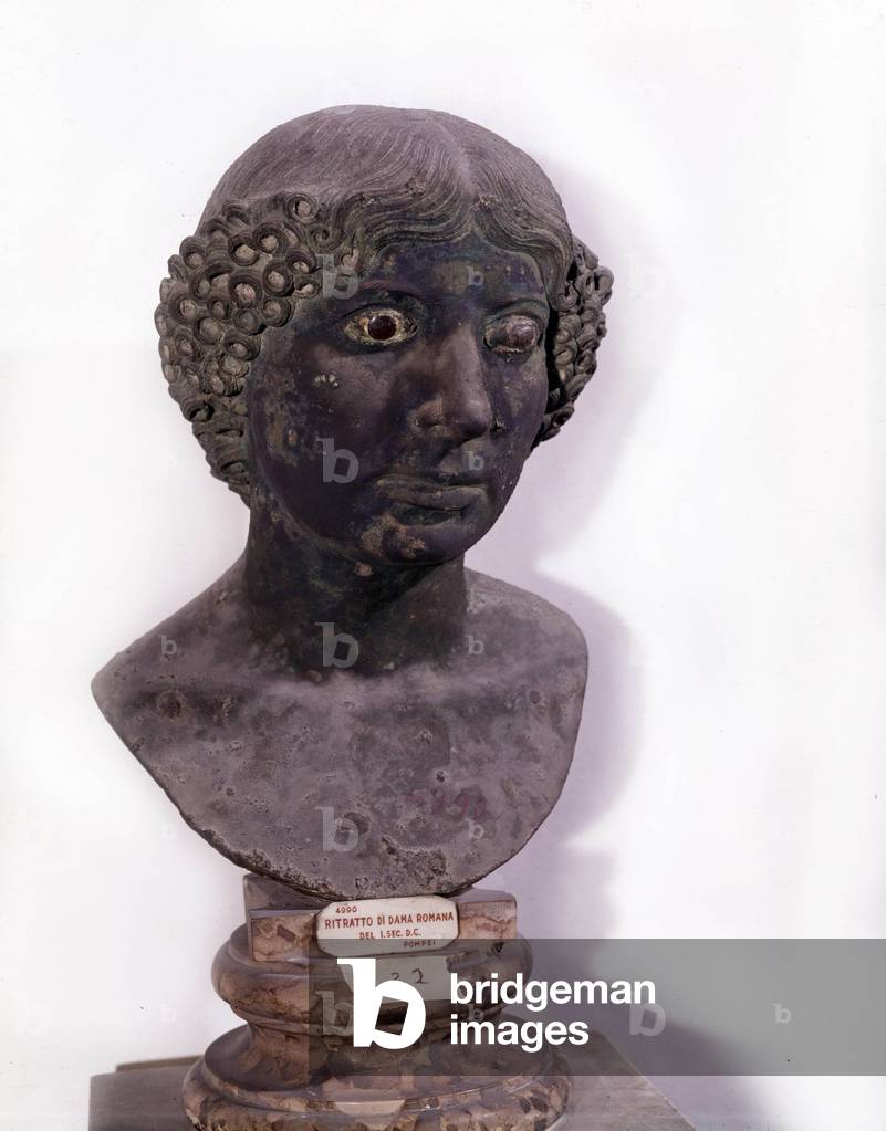 Roman antiquite: bust of Roman lady from Pompei, 1st century AD
