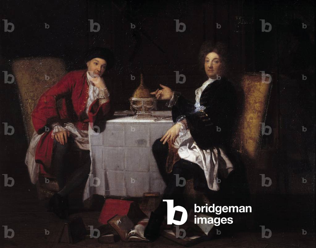 Due epicurei Due filosofi che parlano a un tavolo, XVIII secolo (olio su tela)