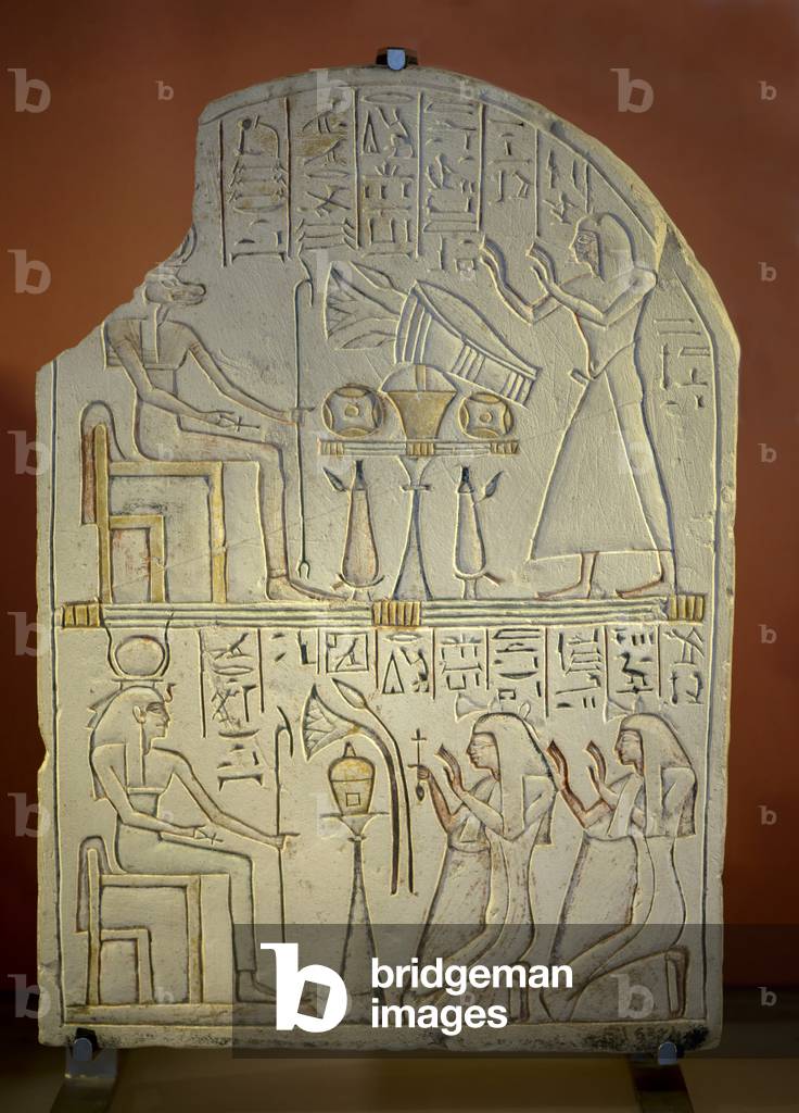 Art Egypt Stele de Penboui a Toueris and Isis Hathor (painted limestone, new empire, 1552 - 1069 BC)