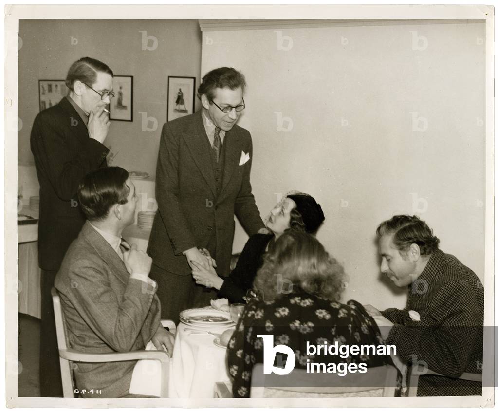 In the restaurant at Denham Studios, 1957 (b/w photo)