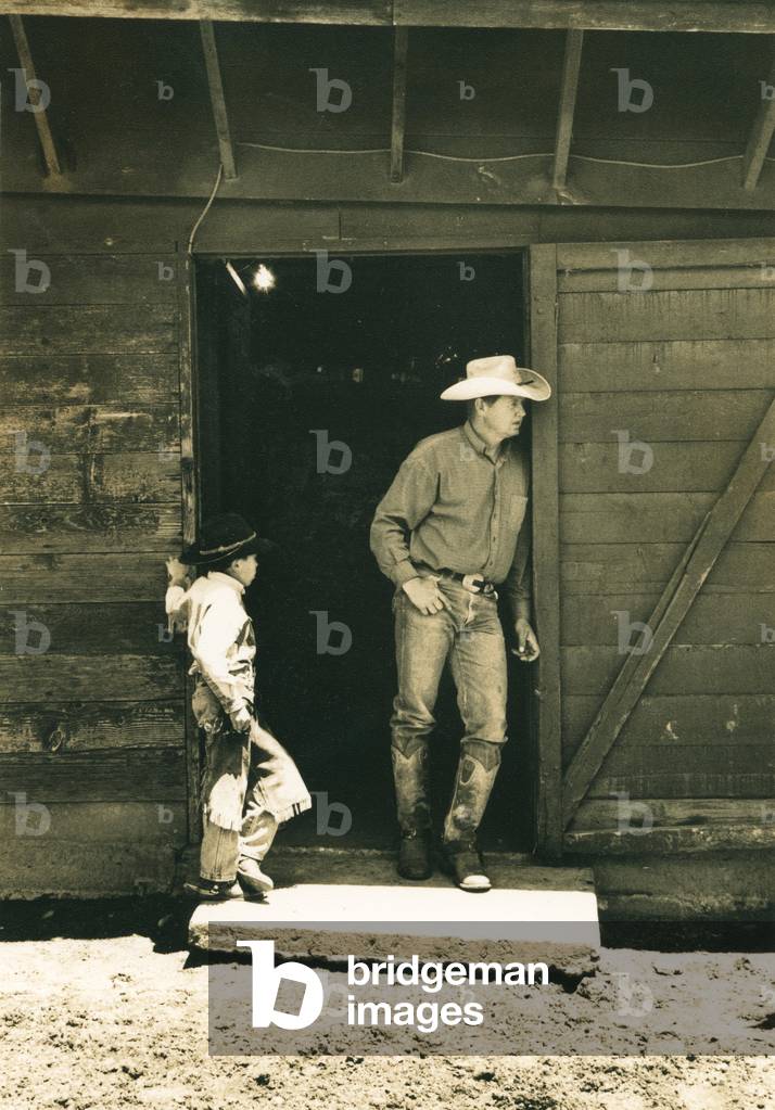 young and old ranchers JA Ranch, Texas, USA (b/w photo)