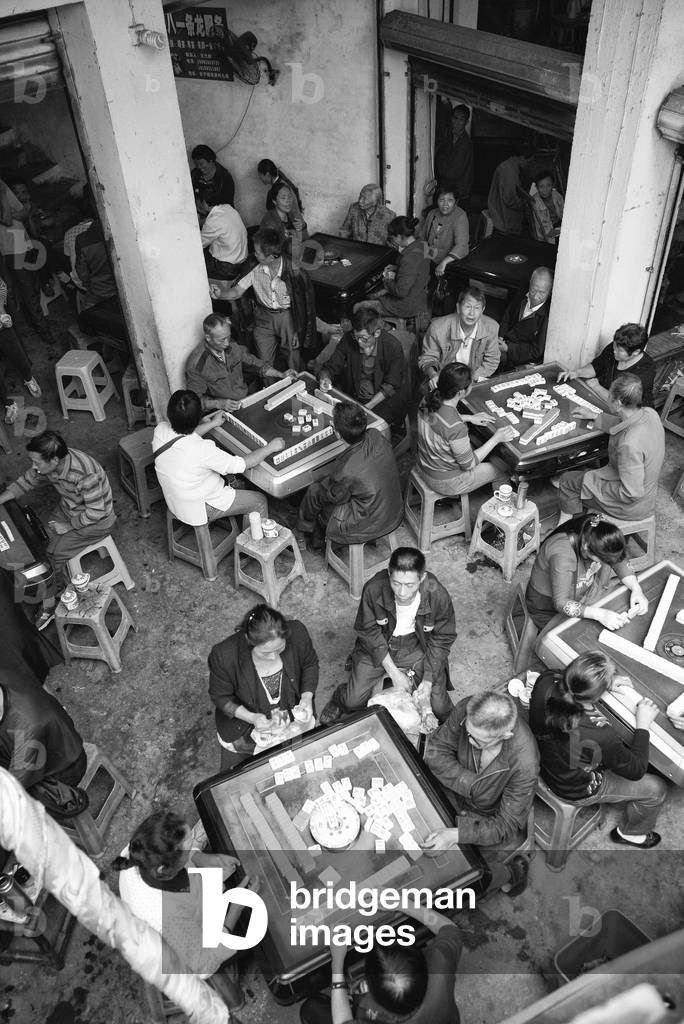 Market scene, China (b/w photo)