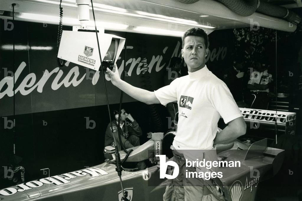Michael Schumacher Pit Stop, 2004 (b/w photo)