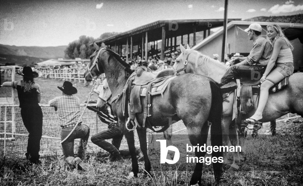 Ranch rodeo in Cimarron NM, USA, 2000 (b/w photo)