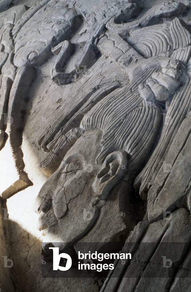 Relief sur une pyramide par Mayan