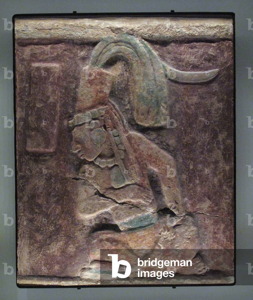 Seated man, El Chicozapote, Usumacinta, Late Classic Period, 600-900 AD (stucco & paint)