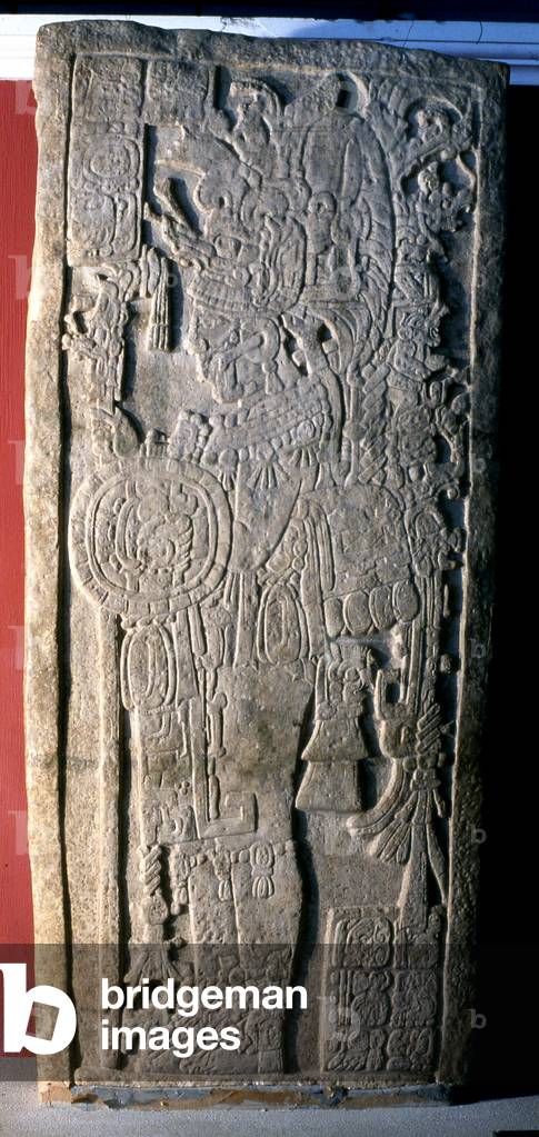 Stela 9 from the Mayan site of Dos Pilas, Peten, Guatemala, Late Classic period, 10 May 682 AD (stone)