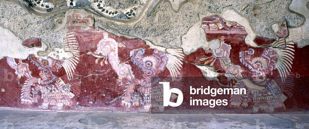 Priests walking in procession, detail from the Tepantitla compound at Teotihuacan, Mexico, Early Classic period (100-300 AD) (paint on plaster)