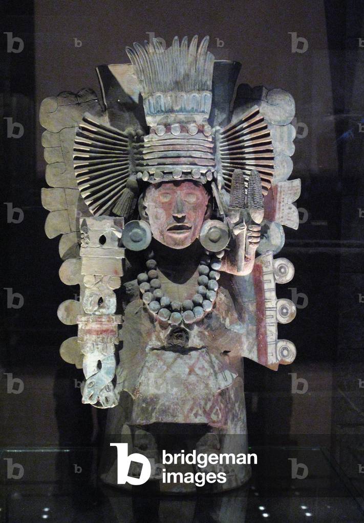 Incense burner in the form of the goddess of maize Xilonen, Tlahuac, Late Postclassic period, c.1500 (terracotta)