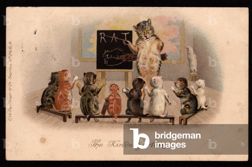 The Kindergarten. Children's playground with cats in human poses.