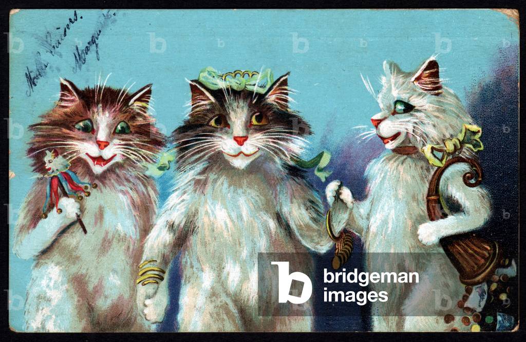 Cats with cornucopia and jewelry. (chromo)