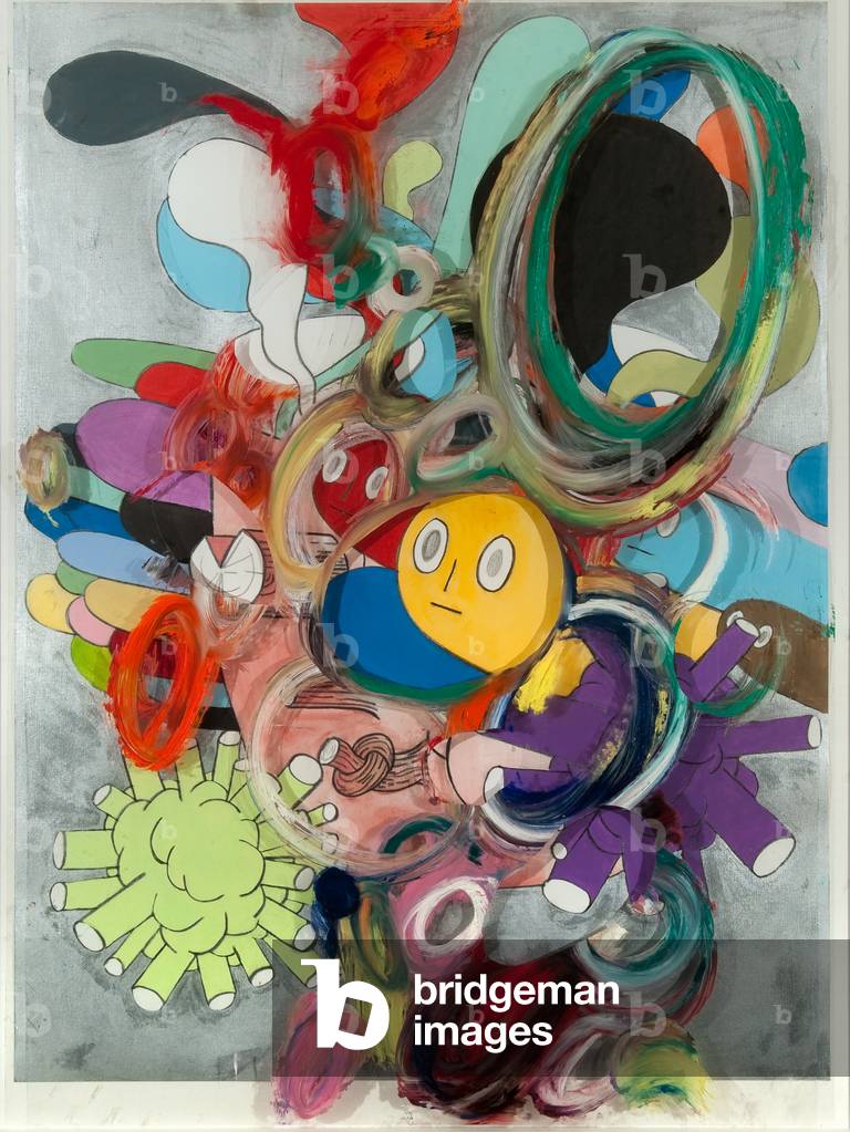 Internal Sequence I, 2010 (gouache, acrylic & conte on paper with oil bar on acetate)