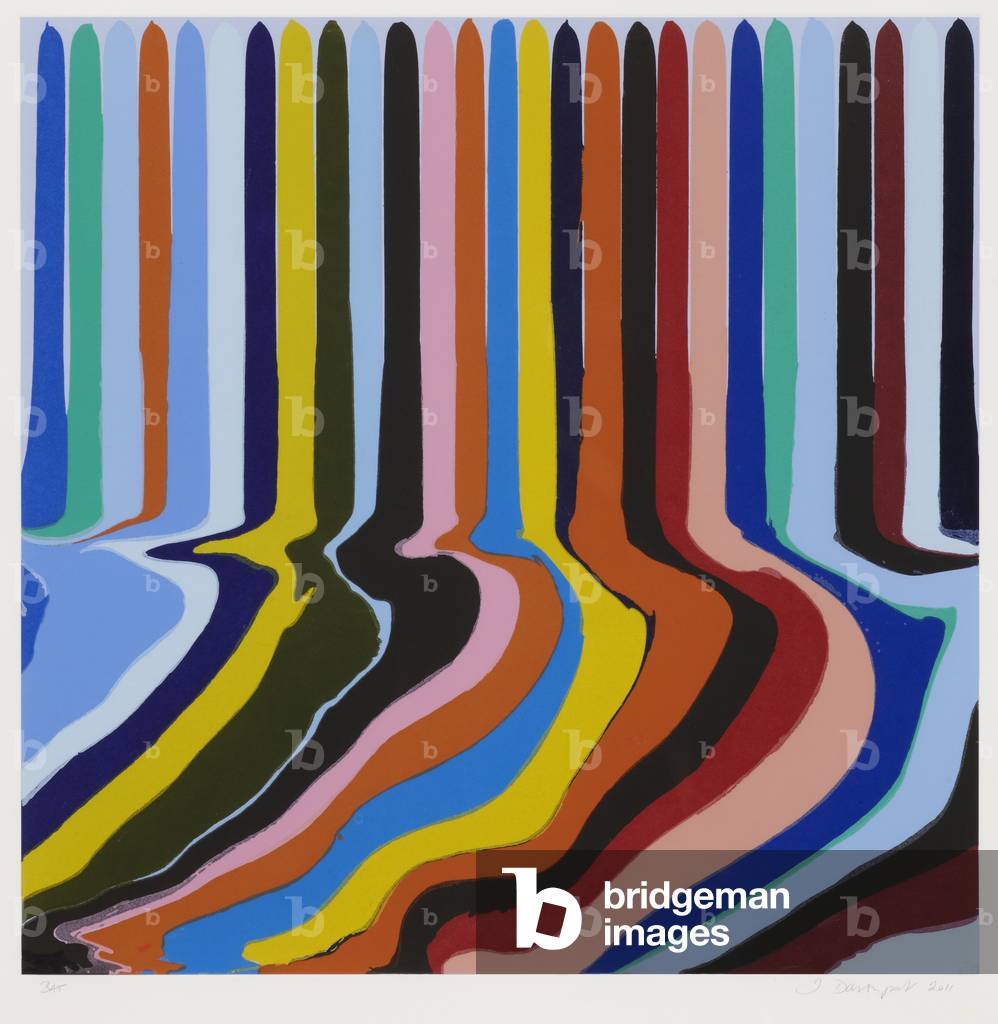 Colourplan Series: Azure blue etching, from a set of four, 2011 (colour etching on chine collé on paper)