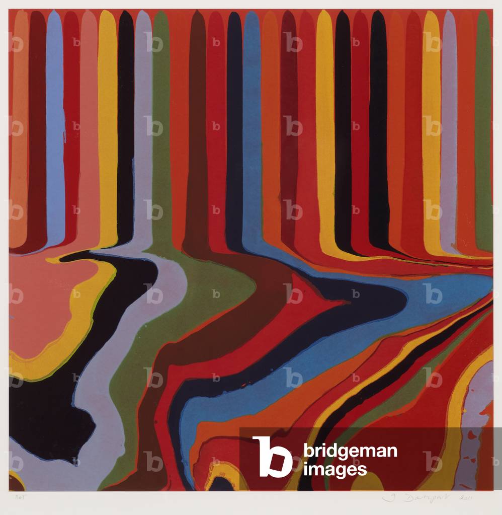 Colourplan Series: Bright Red etching, from a set of four, 2011 (colour etching on chine collé on paper)