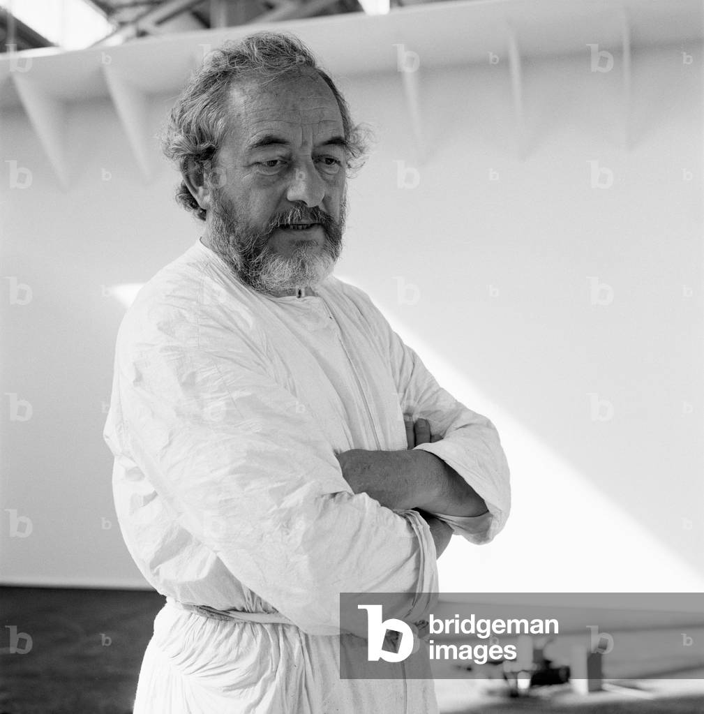 Portrait of Daniel Buren, French painter and sculptor. Photography 1993