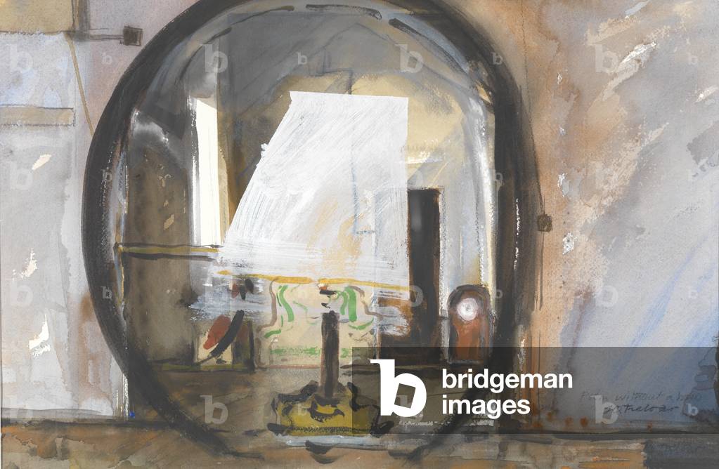 Anna Akhmatova's mirror, clock and desk in the Fountain House Museum (w/c on paper)