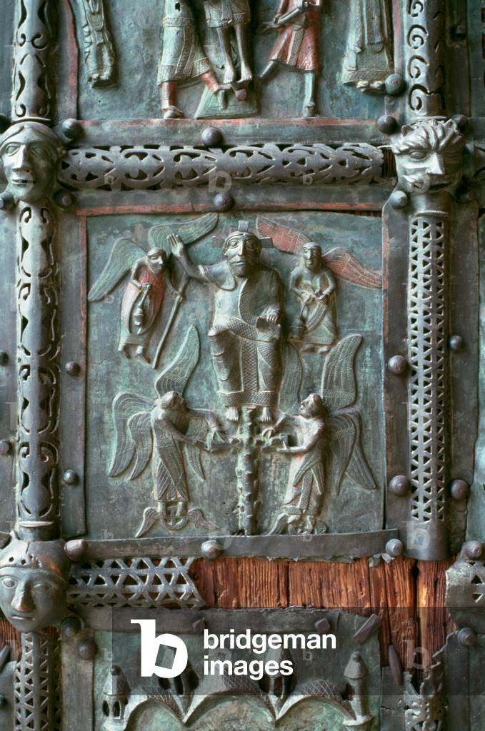 Panel from the left hand door of the portal, 12th century (bronze)